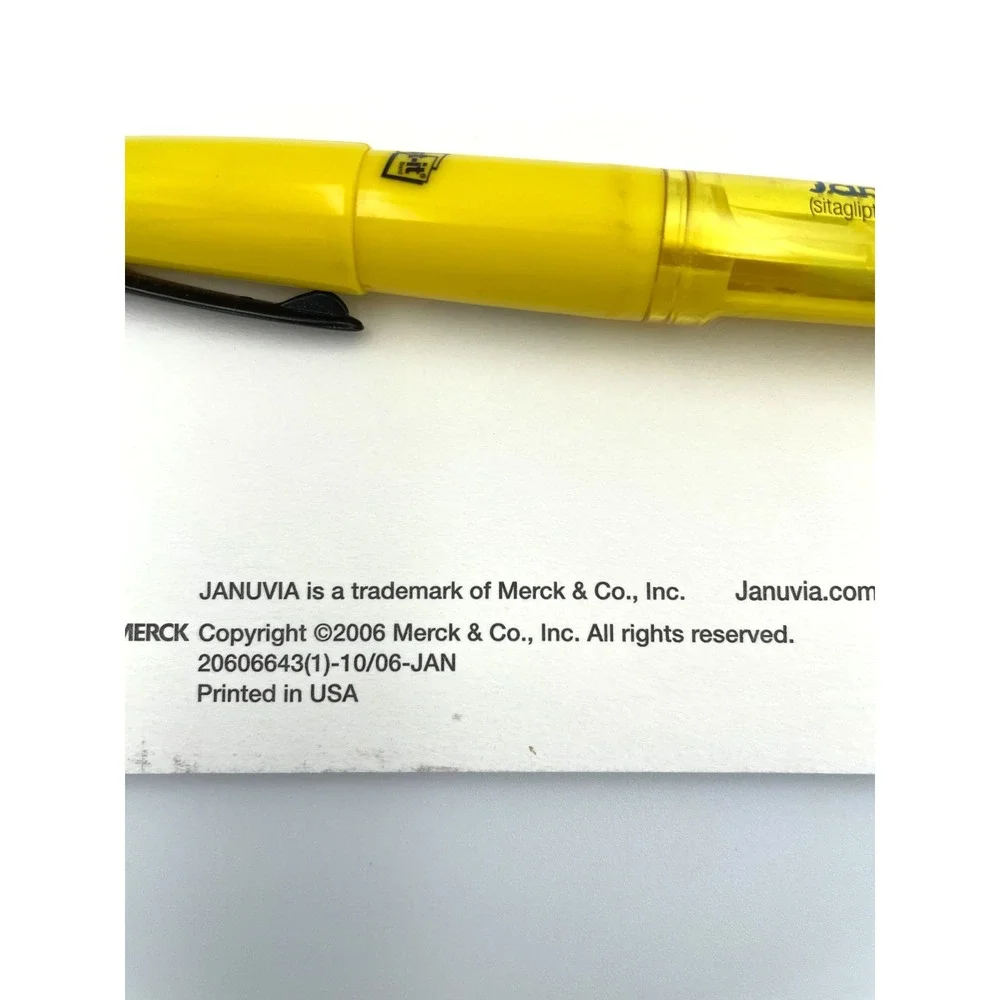 Januvia Merck Highlighter Pen Post-it Flags Notepad Drug Rep Pharma Promo Set